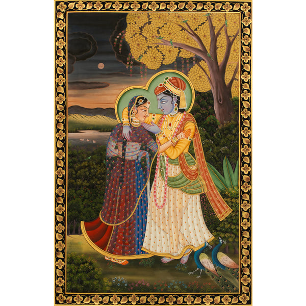 Radha & Krishna Love Scene Pichwai Handmade Painting 3