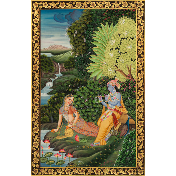 Radha & Krishna love Scene Pichwai Handmade  Painting