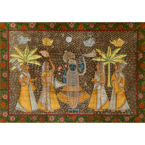 Shrinath ji Sharad Purnima Pichwai Handmade Painting