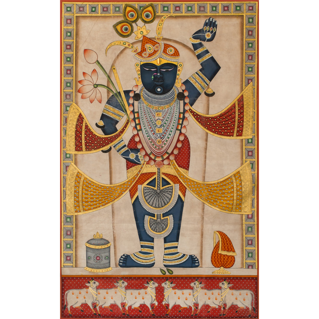 Exclusive Shri Malkhach Tipara Swaroop Pichwai Handmade Painting