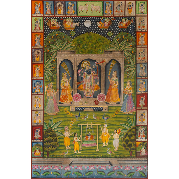 Sharad Purnima with 24 Swaroop Shreenathji Pichwai Handmade Painting