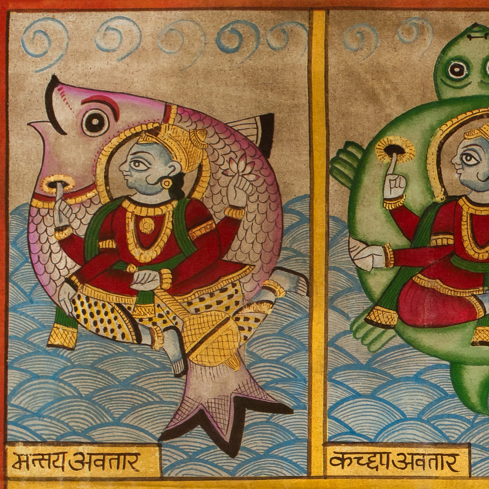 Lord Vishnu Dashavatara Phad Style Handmade Painting