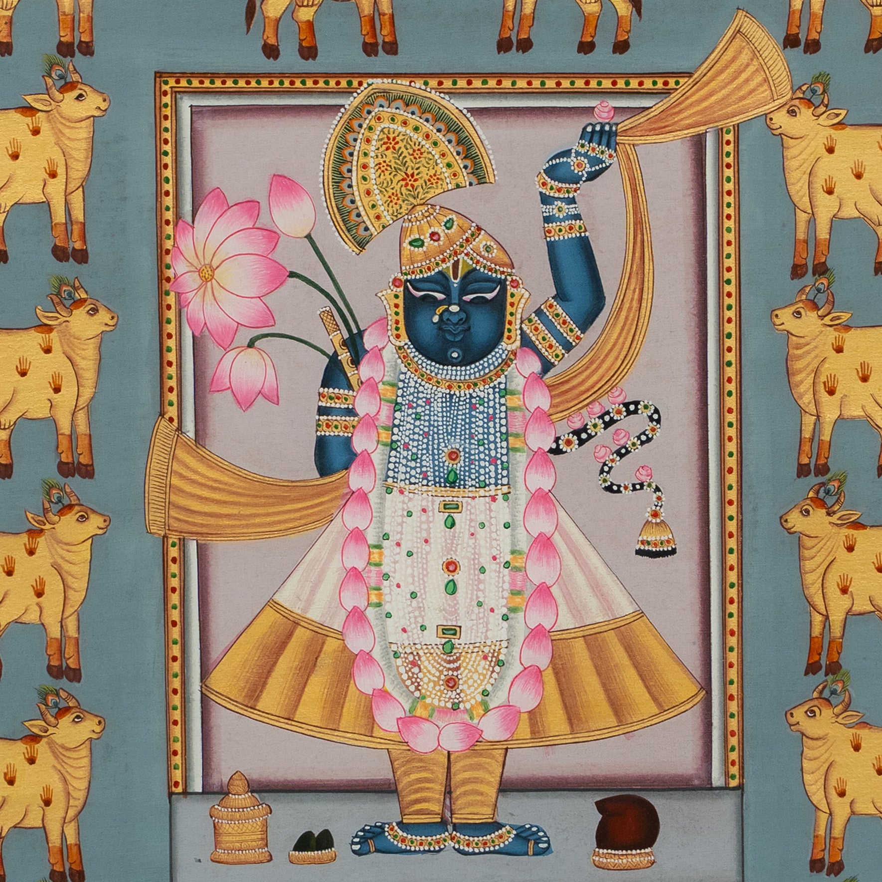 Shrinath ji Rajbhog Swaroop Pichwai Handmade Painting