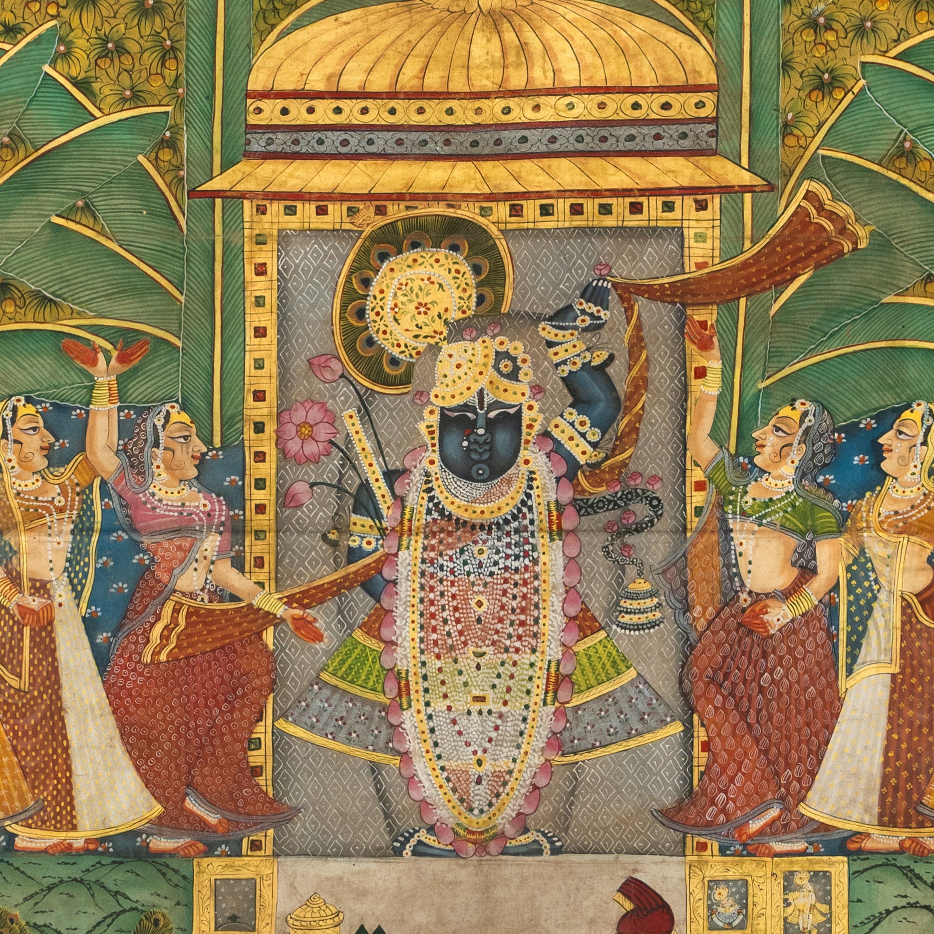 Shrinathji SharadPurnima with 24 Swaroop and Krishna Journey Pichwai Handmade Painting