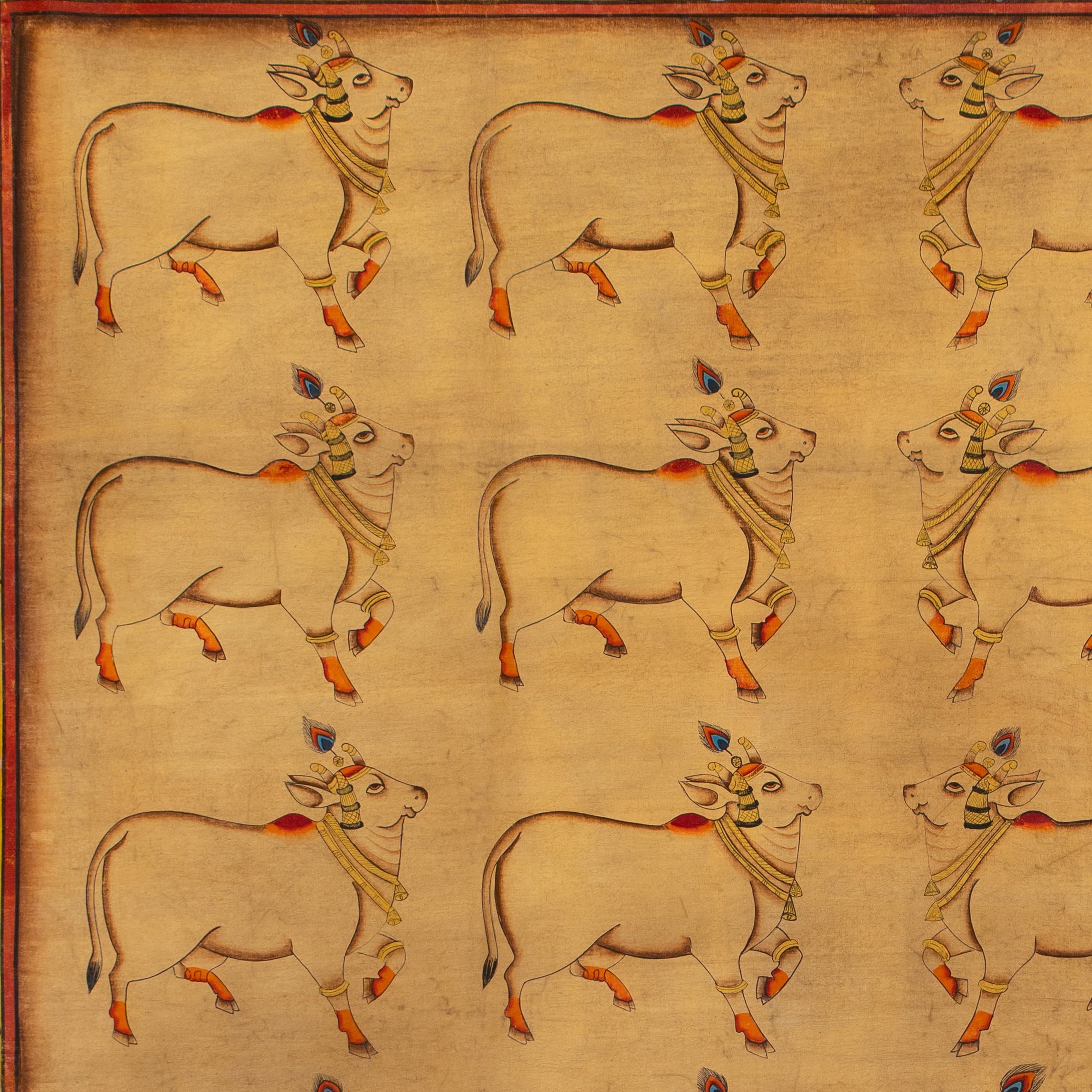 Srinathji's (Krishna) Cows- Antique theme Pichwai Handmade Painting