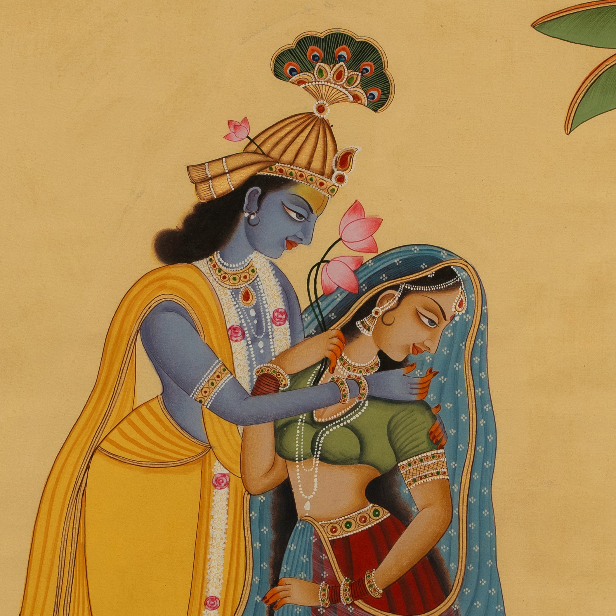 Radha & Krishna love Scene in Kangra Handmade Painting