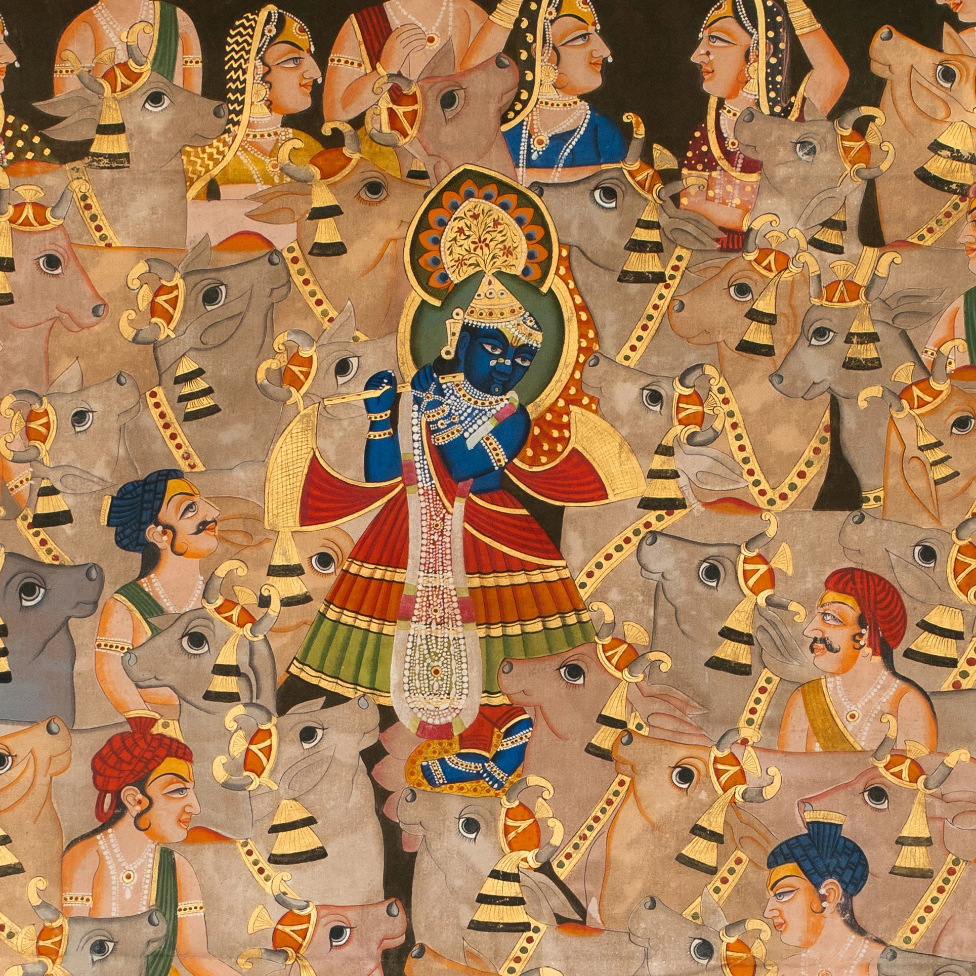 Gopashtami with Krishna journey Shree Gokul Chandrama Ji Pichwai Handmade Painting