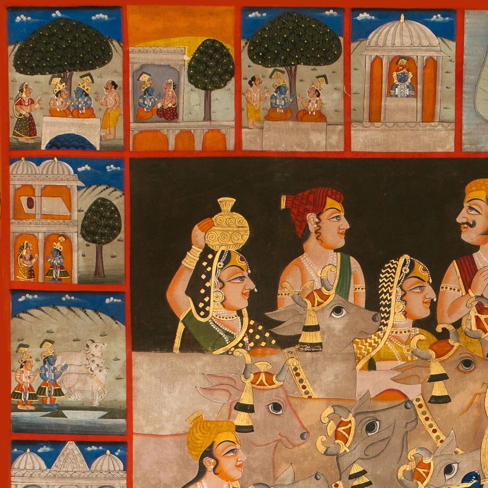 Gopashtami with Krishna journey Shree Gokul Chandrama Ji Pichwai Handmade Painting