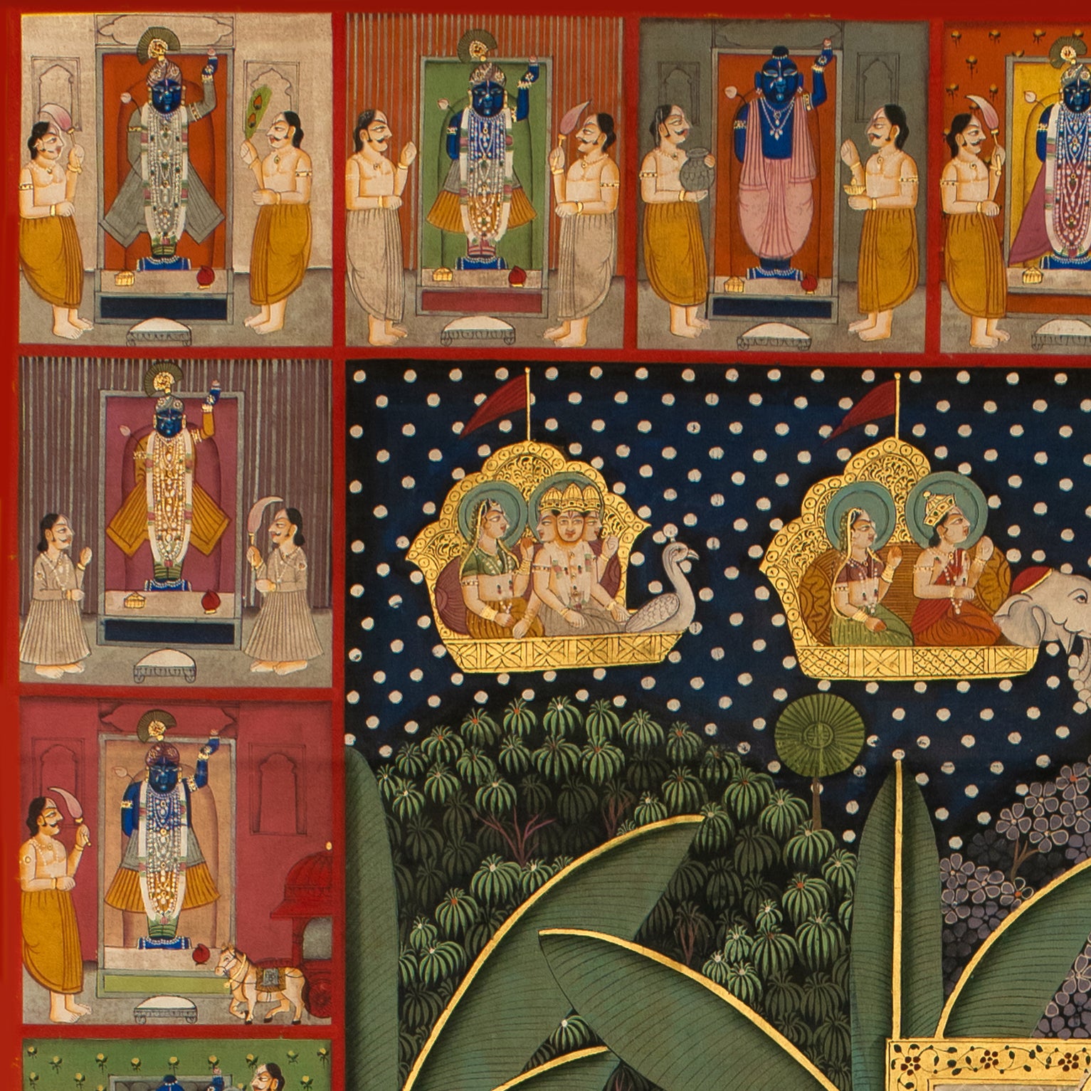 Sharad Purnima with 24 Swaroop Shreenathji Pichwai Handmade Painting