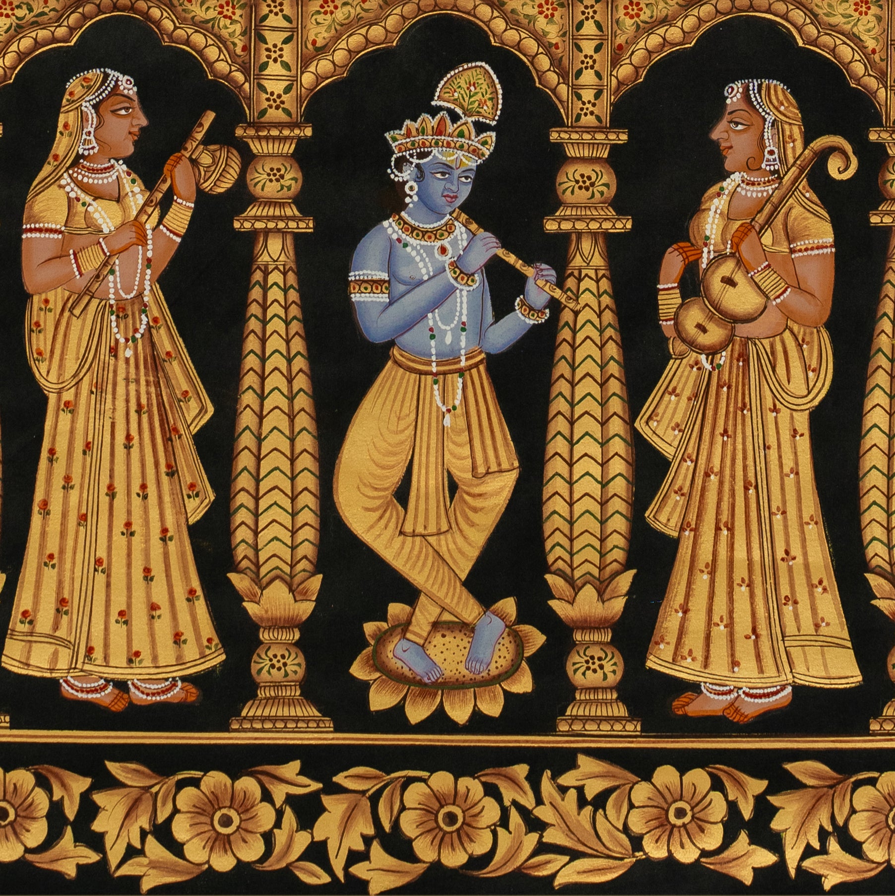 Bhav Mandal Gold Leaf on Cloth Handmade Pichwai Painting