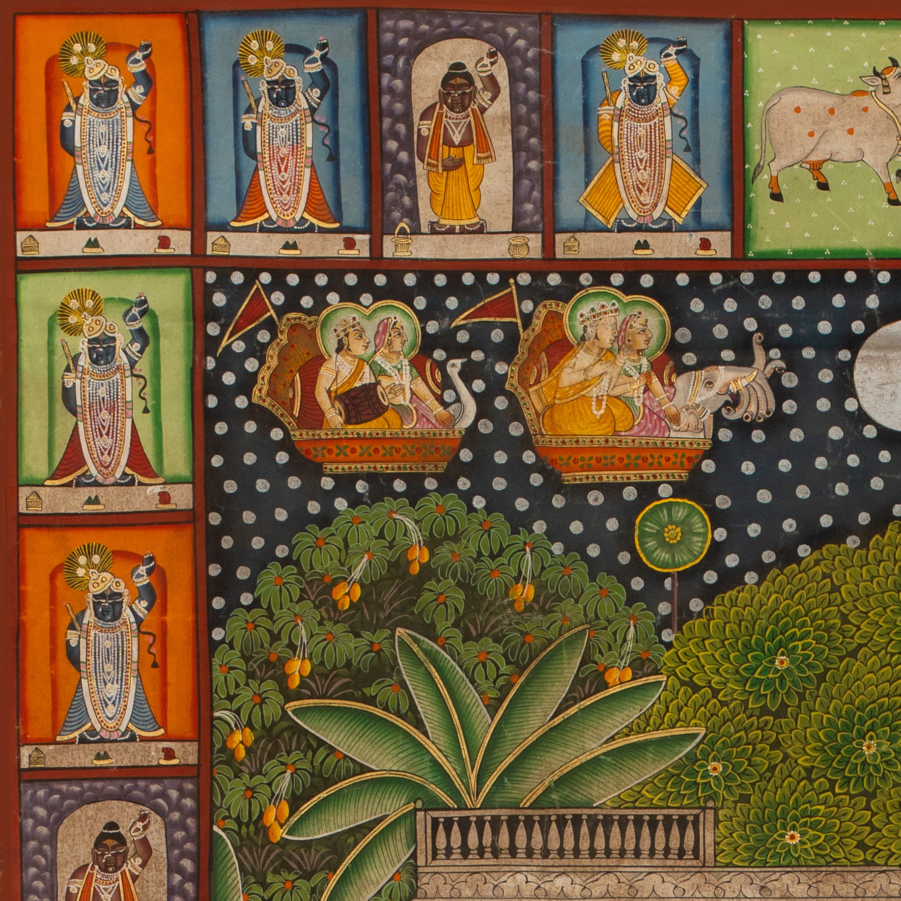 Sharad Purnima with 24 Swaroop Shreenathji Pichwai Handmade Painting