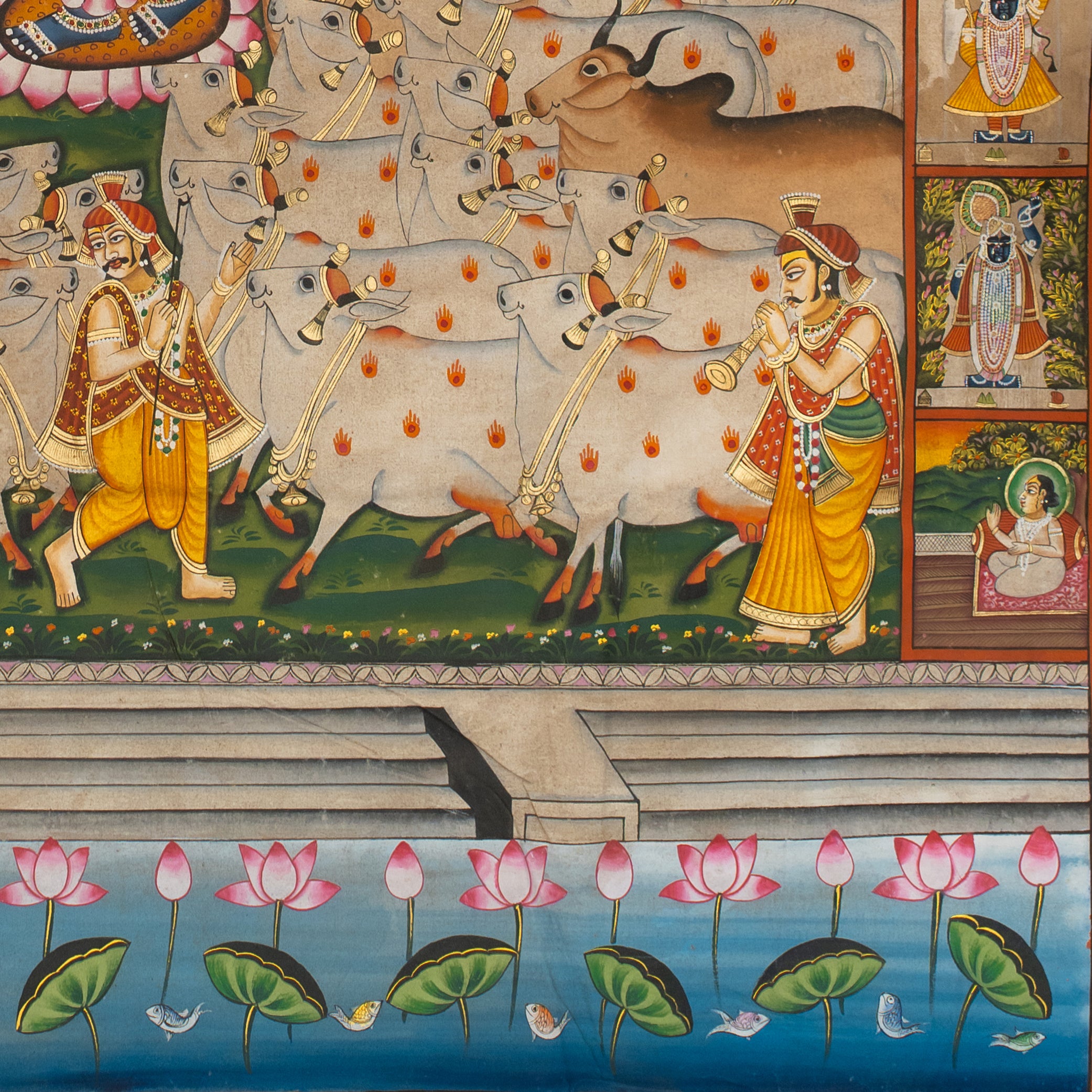 Gopashtami with 24 Swaroop Shree Gokul Chandrama Ji Pichwai Handmade Painting