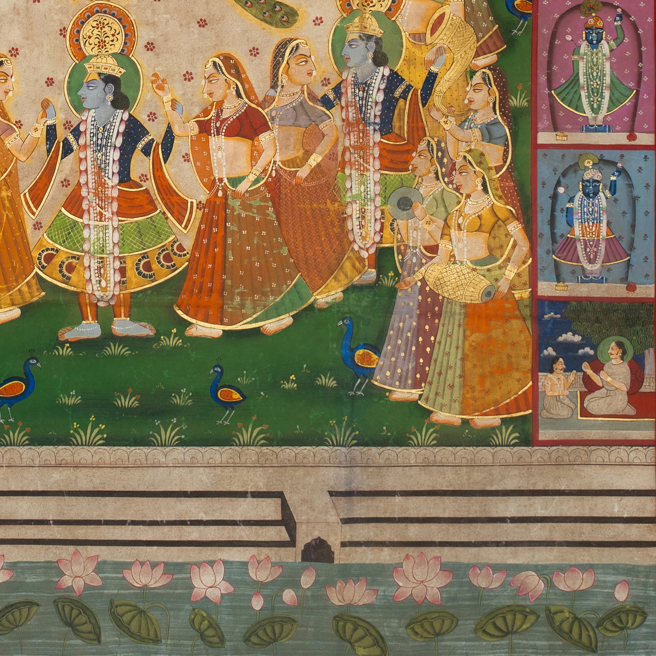 Krishna Raas Leela with 24 Swaroop Shreenathji Pichwai Handmade Painting