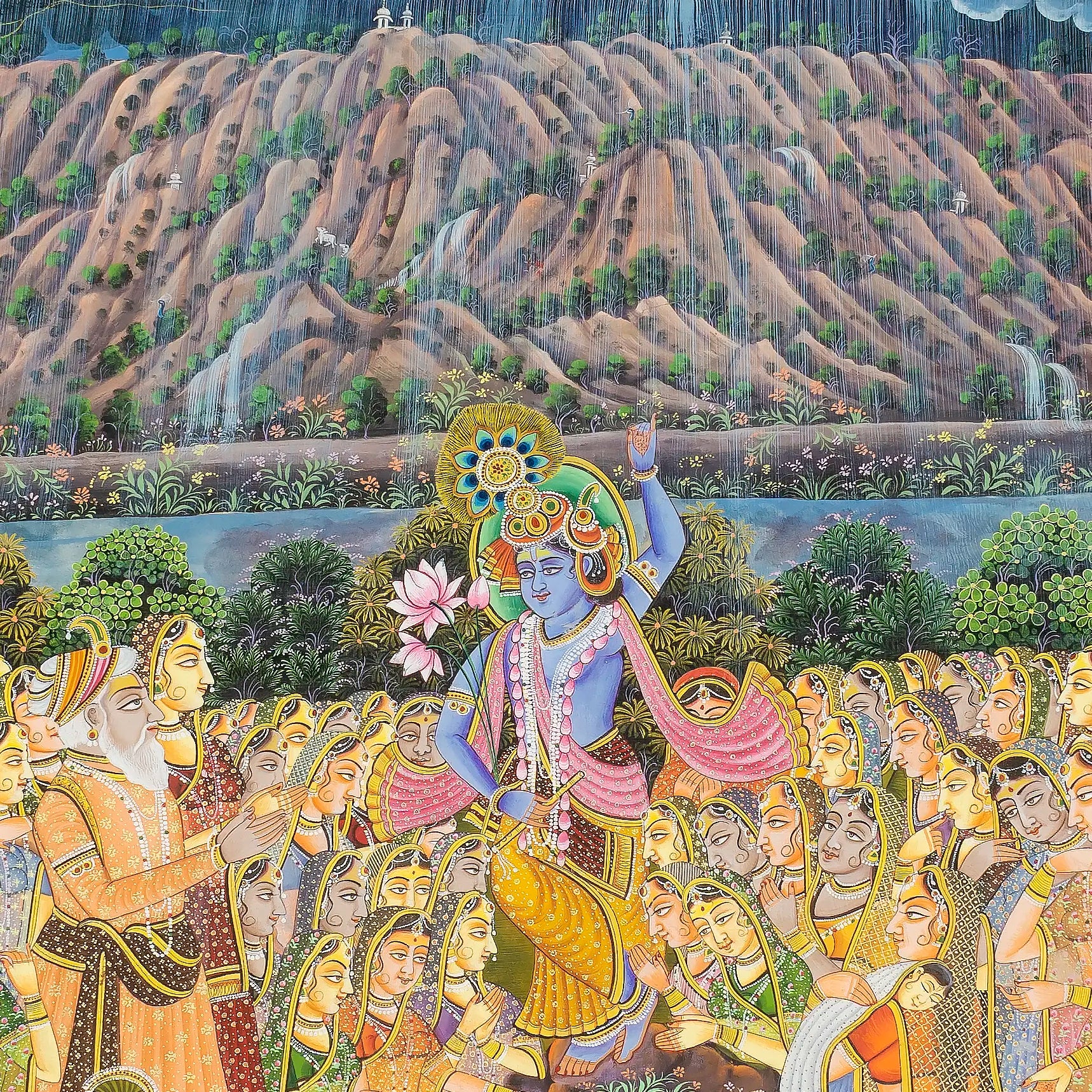 Krishna Lifting Mount Govardhan