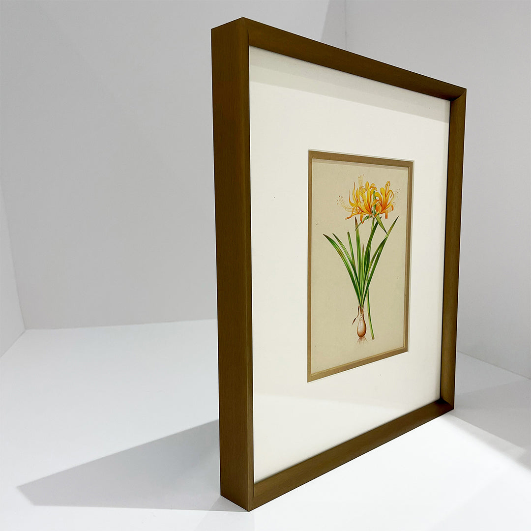 Golden Spider Lily Metal Framed Floral Artwork Painting