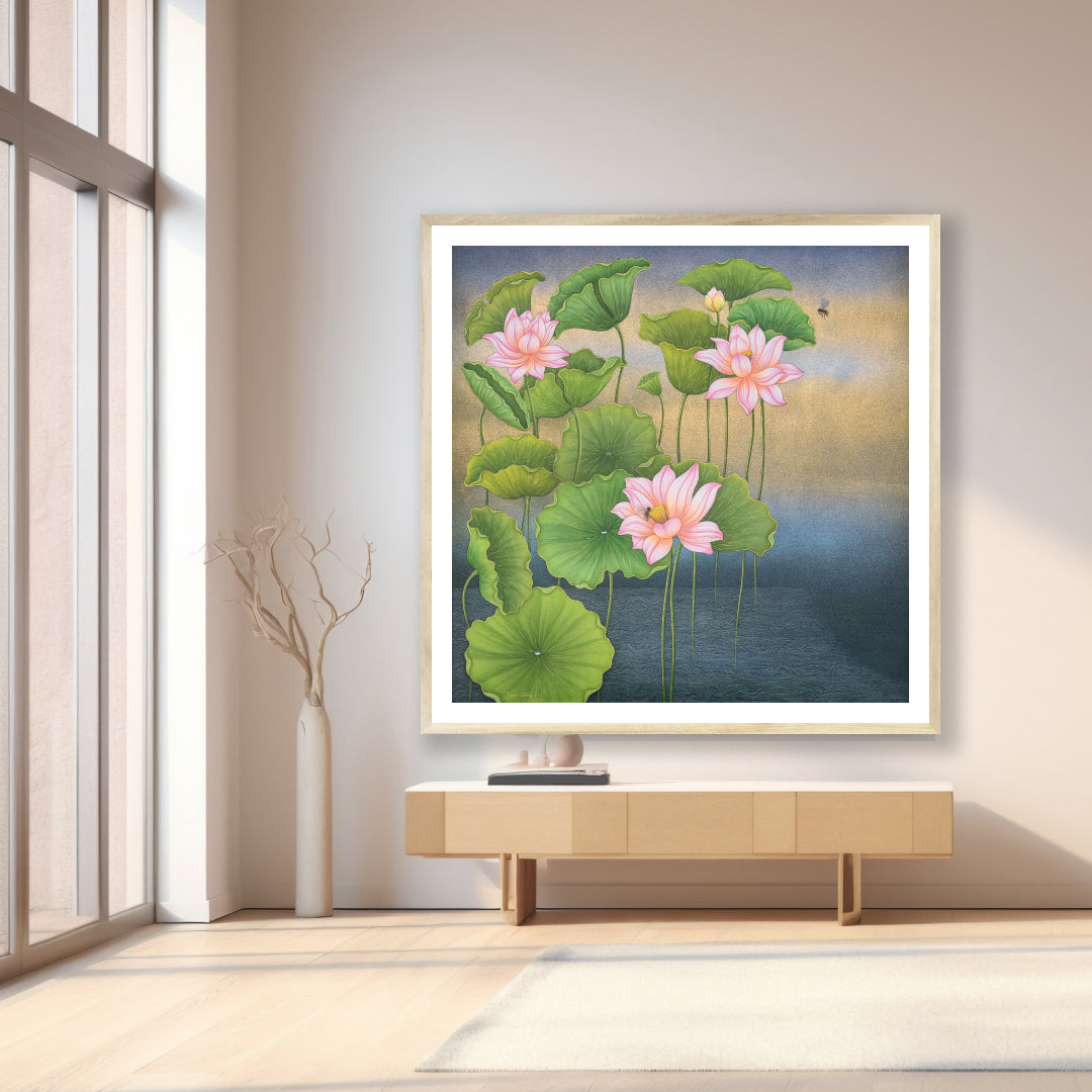 Limited Edition Lotus Painting By Shammi Banu Sharma