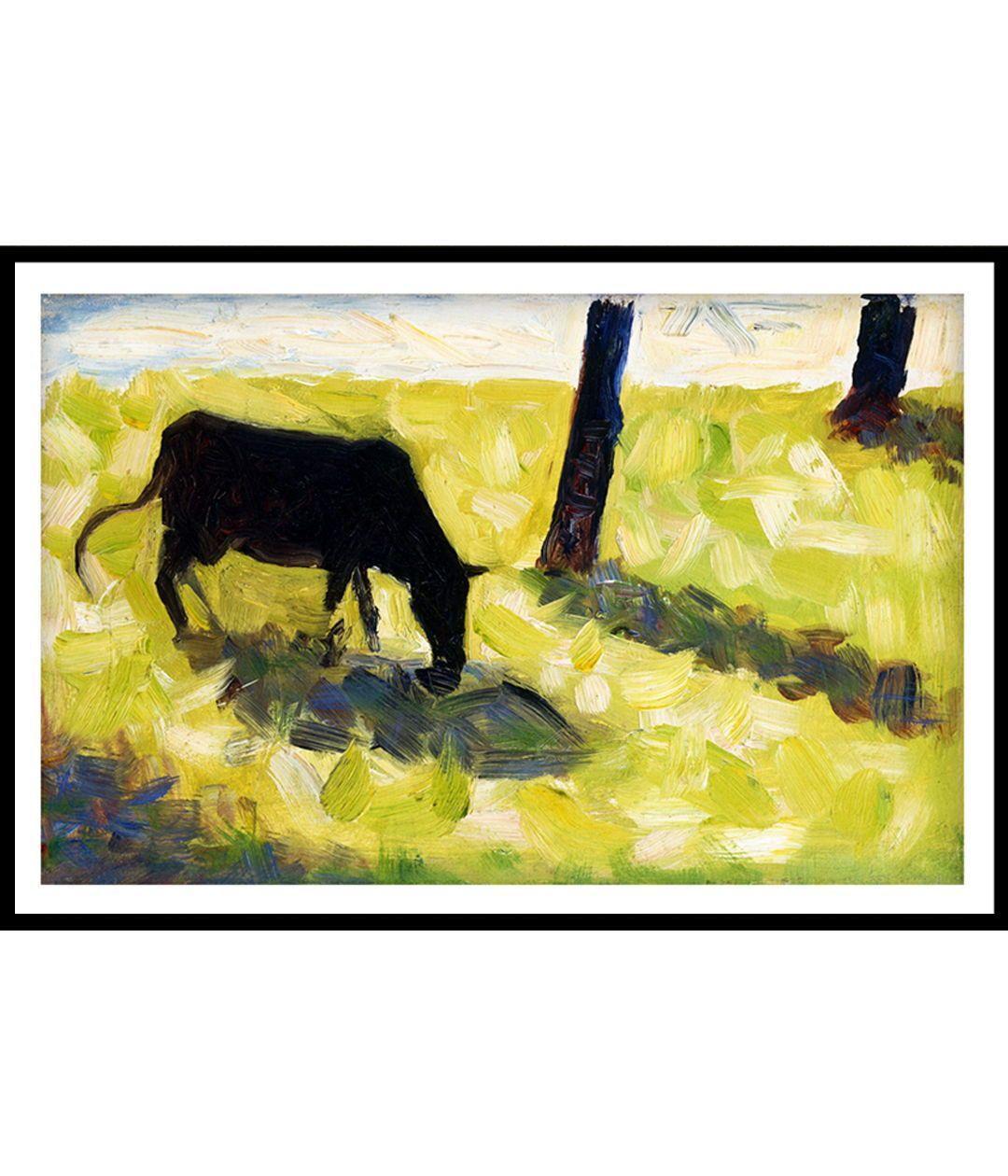 Seurat famous Paintings - Black Cow in a Meadow