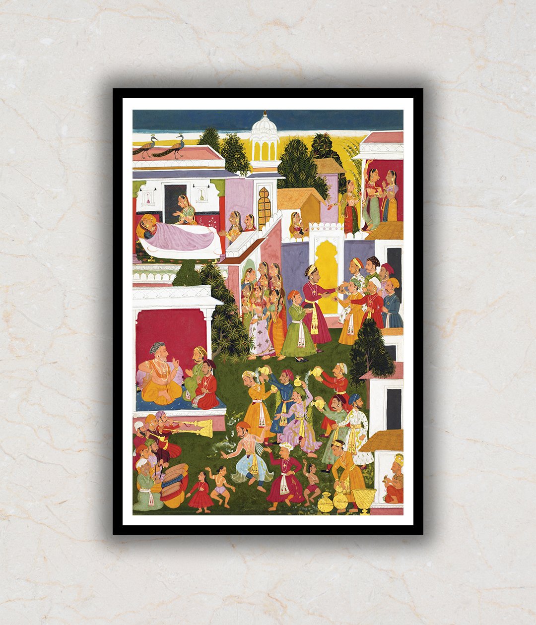 Celebrating The Birth Of Krishna Rajasthani Art Painting For Home Wall Art Decor