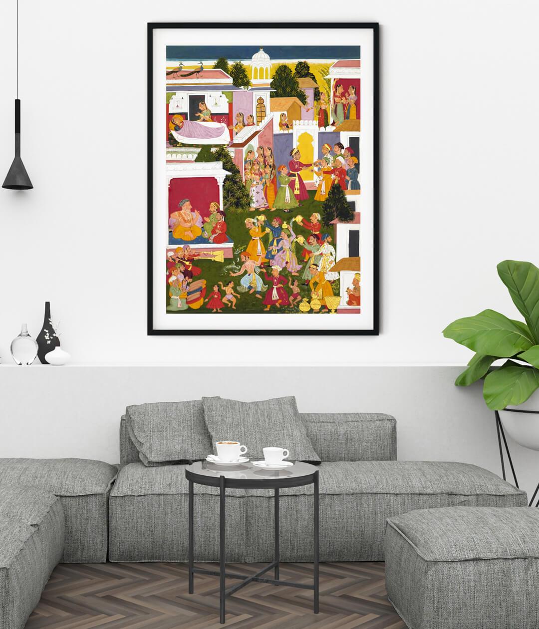 Celebrating The Birth Of Krishna Rajasthani Art Painting For Home Wall Art Decor