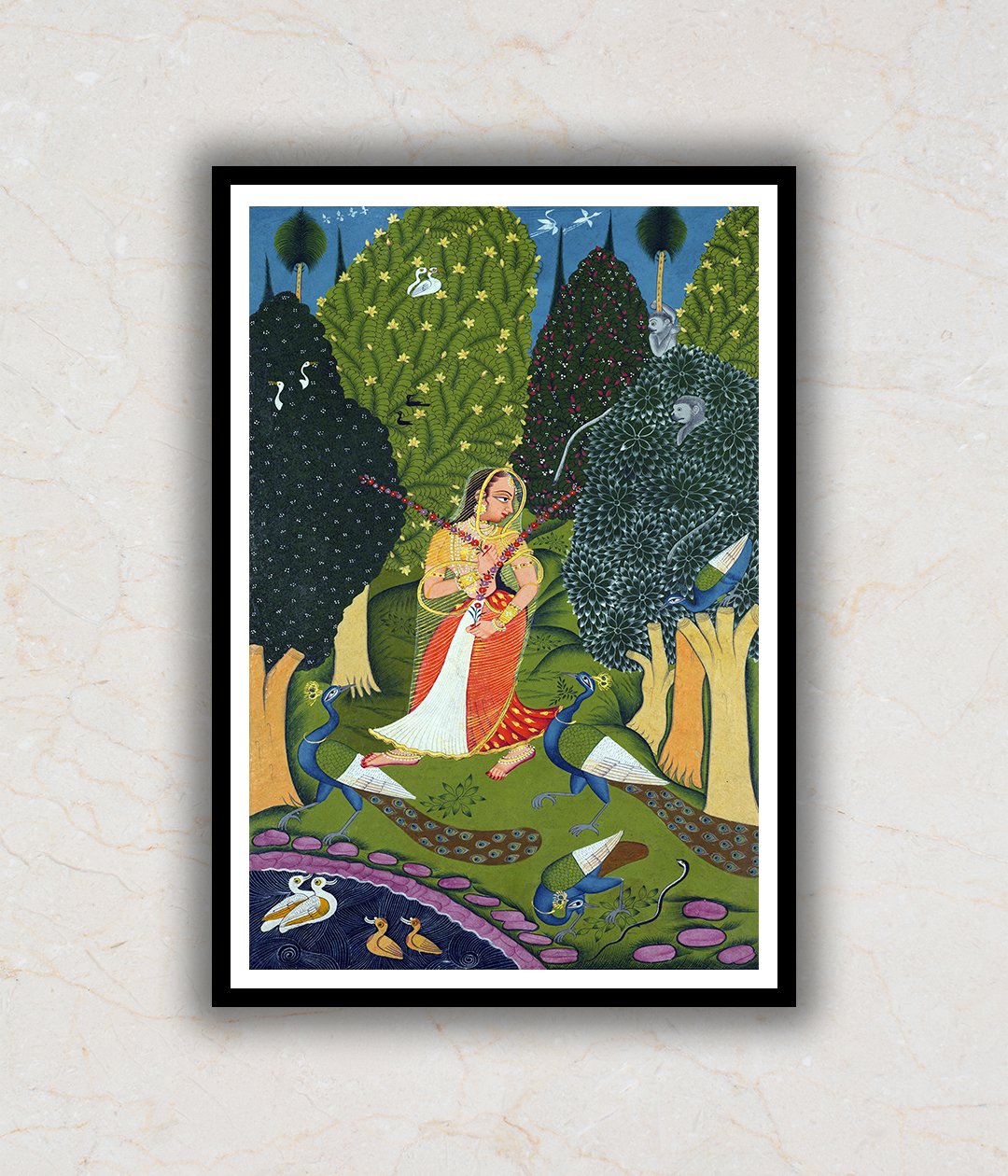 Radha Dancing With Peacocks Art Painting For Home Wall Art Decor