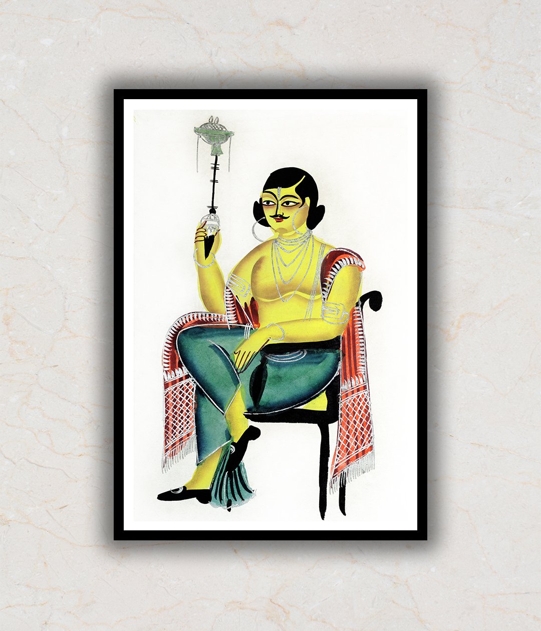 English Babu Kalighat Art Painting For Home Wall Art Decor