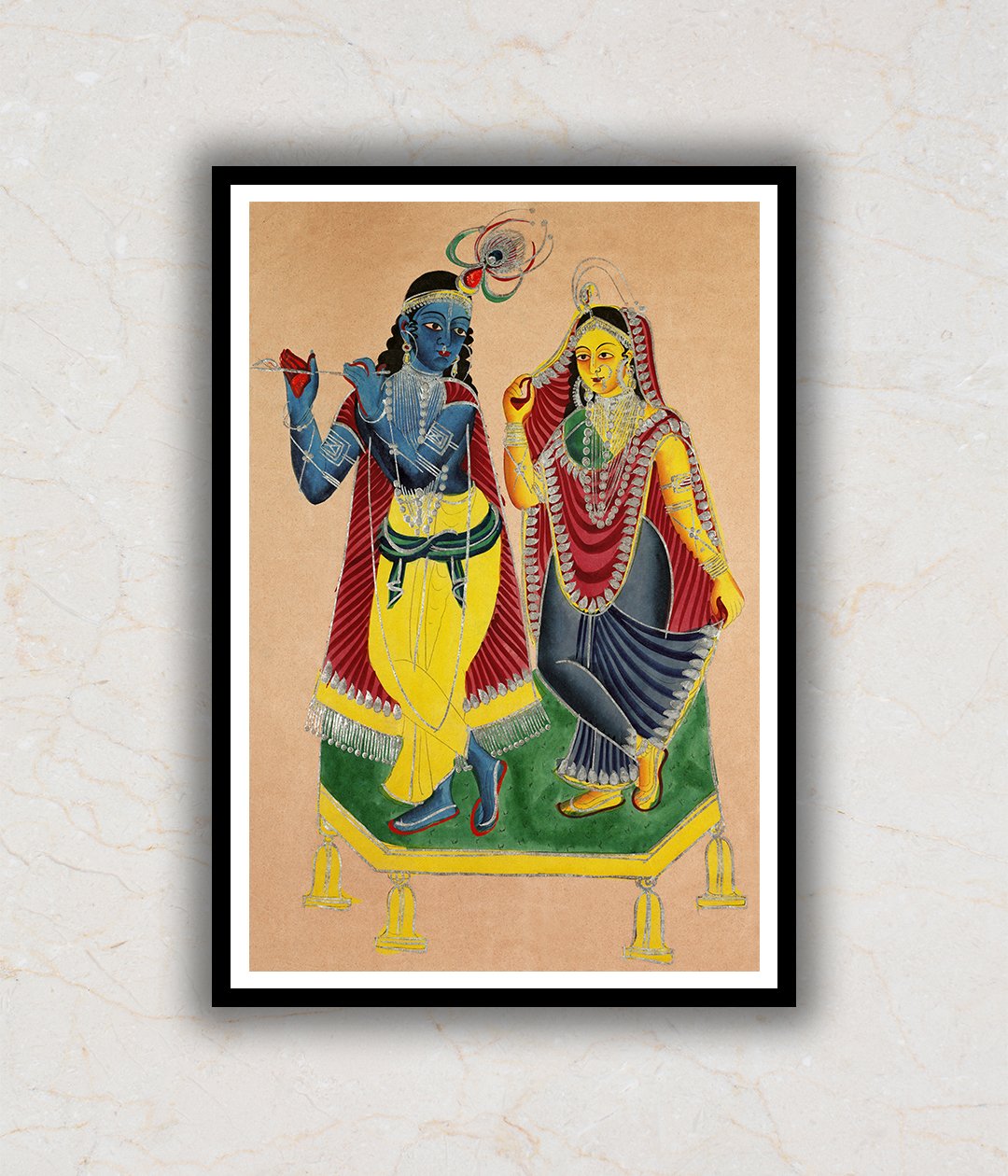 Radha Krishna Kalighat Art Painting For Home Wall Art Decor