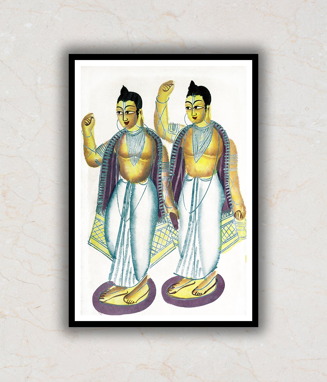 Nitai and Gaur Kalighat Art Painting For Home Wall Art Decor