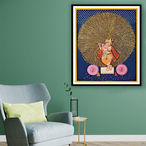 Shrinath Ji (Shri Krishna) Pichwai Painting with Gold Accent 1