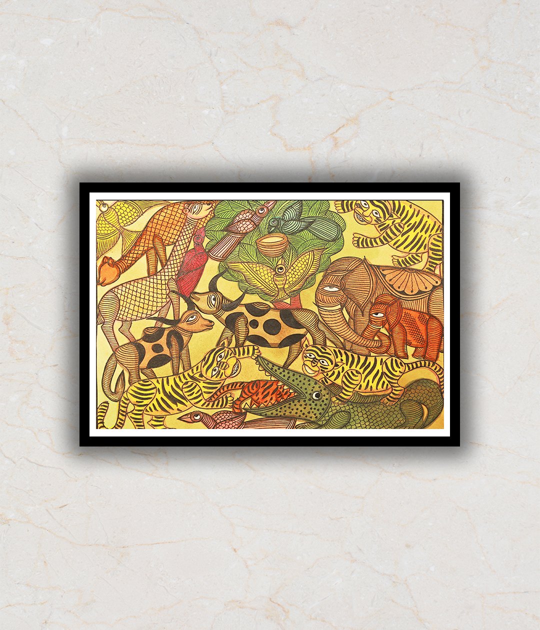 Jungle Scene Kalighat Art Painting For Home Wall Art Decor 1