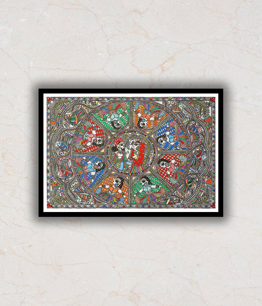 Krishna and Radha Madhubani Art Painting For Home Wall Art Decor 1