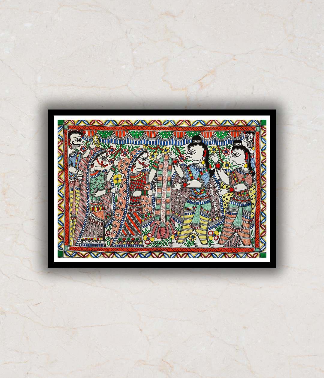 Ram Sita Madhubani Art Painting For Home Wall Art Decor