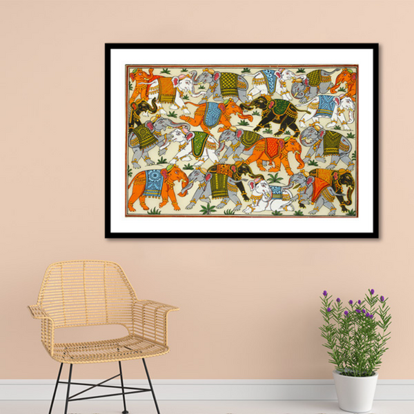 Herd of Elephants Pattachitra Art Painting For Home Wall Art Decor