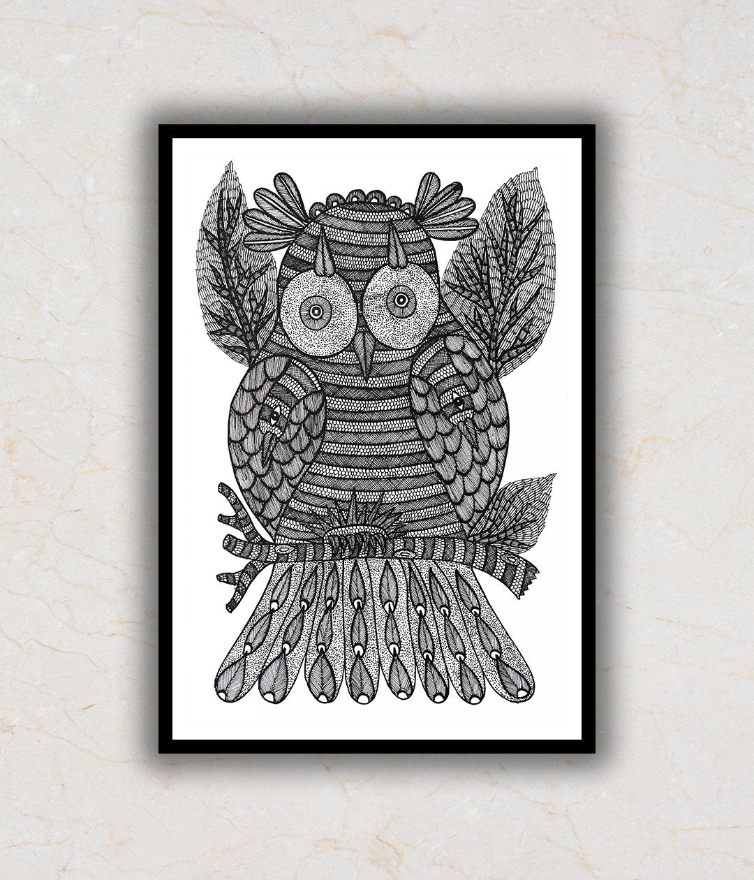 Owl Gond Art Painting For Home Wall Art Decor