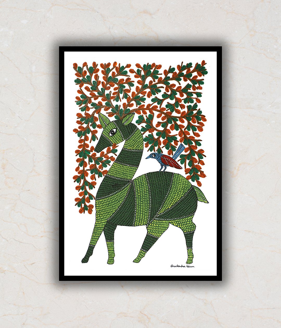 Deer and Tree Gond Art Painting For Home Wall Art Decor 2