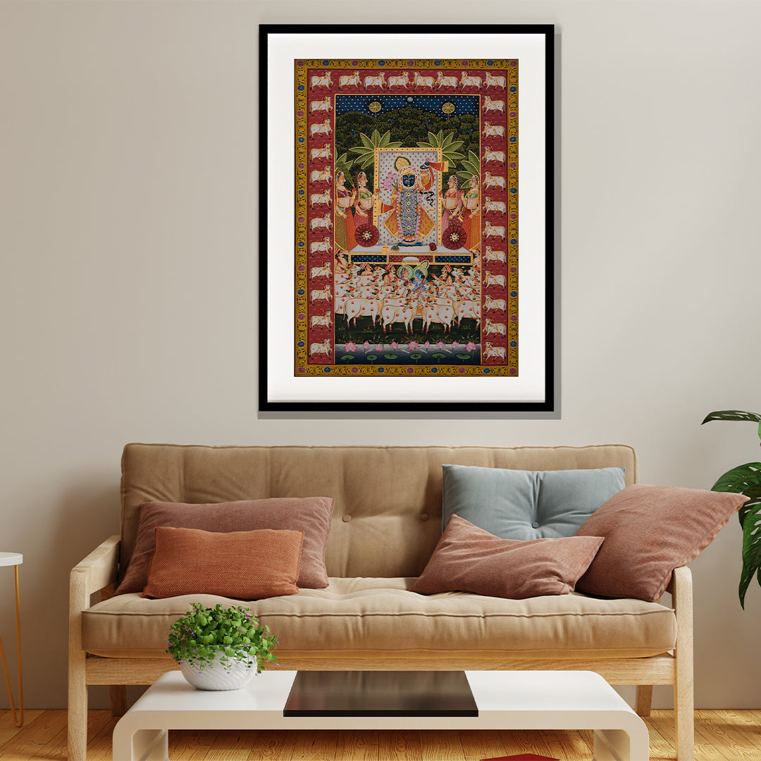 Gopashthami Utsav Pichwai Artwork Painting For Home Wall Dacor