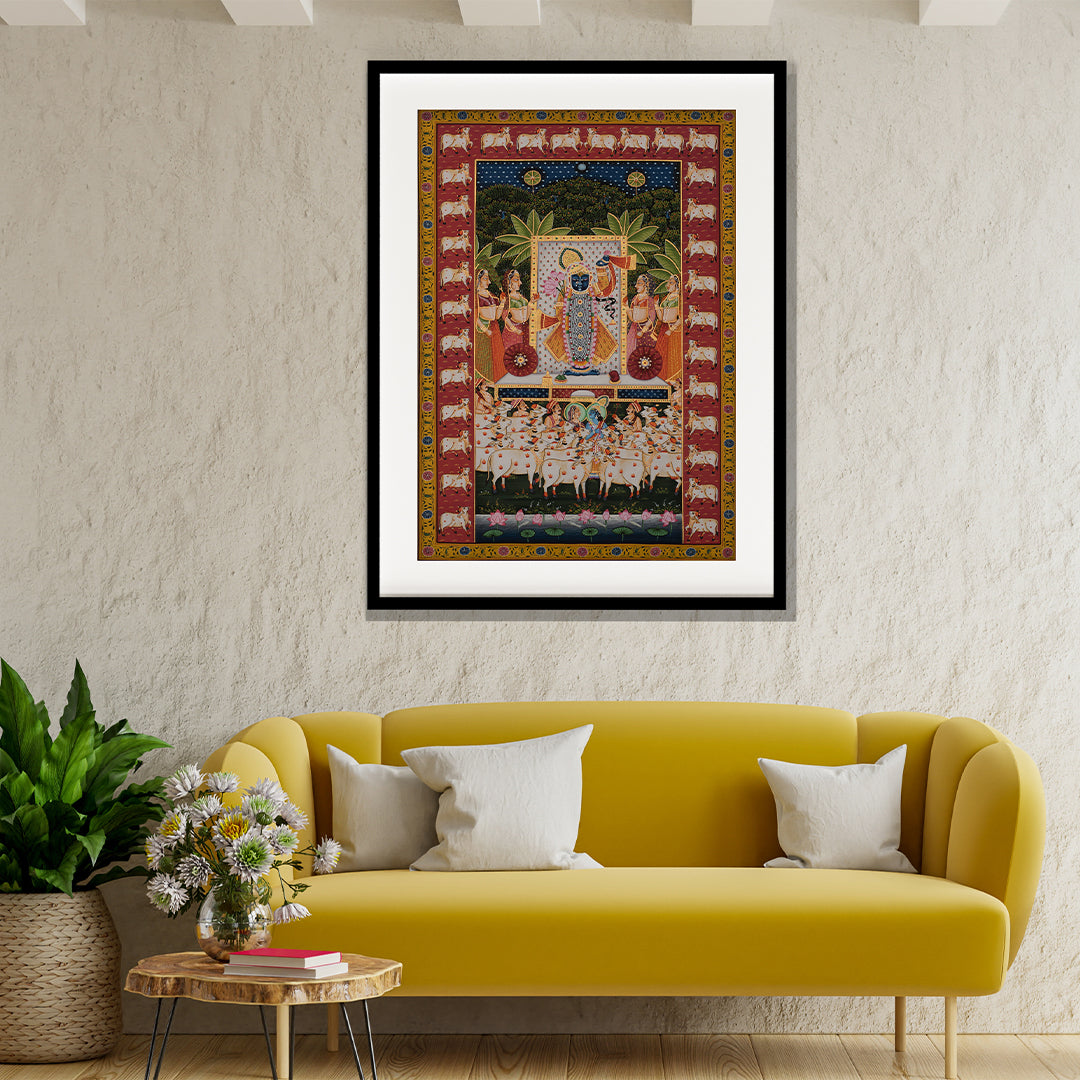 Gopashthami Utsav Pichwai Artwork Painting For Home Wall Dacor