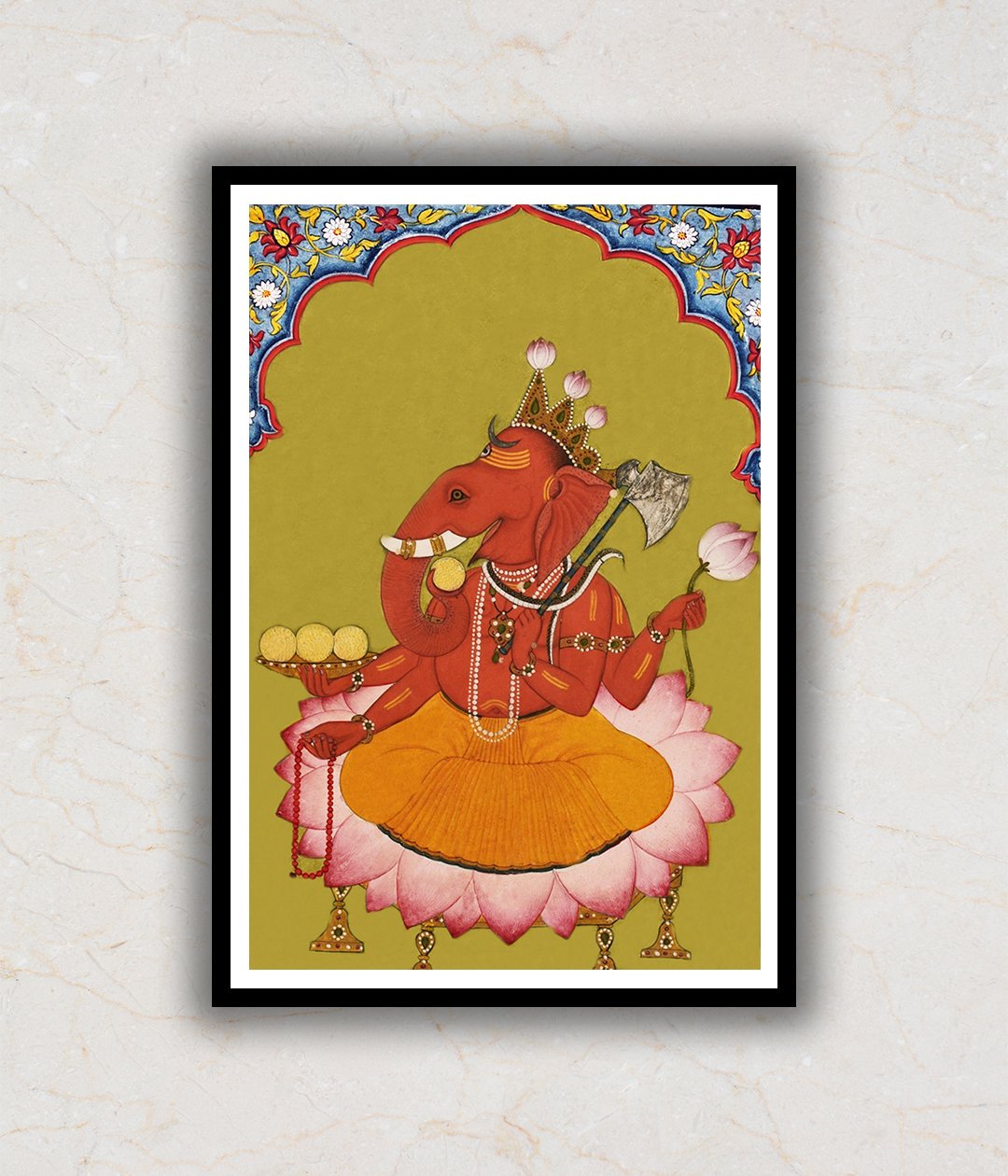 Basohli Miniature Circa Ganesh/Ganpati Art Painting For Home Wall Art Decor