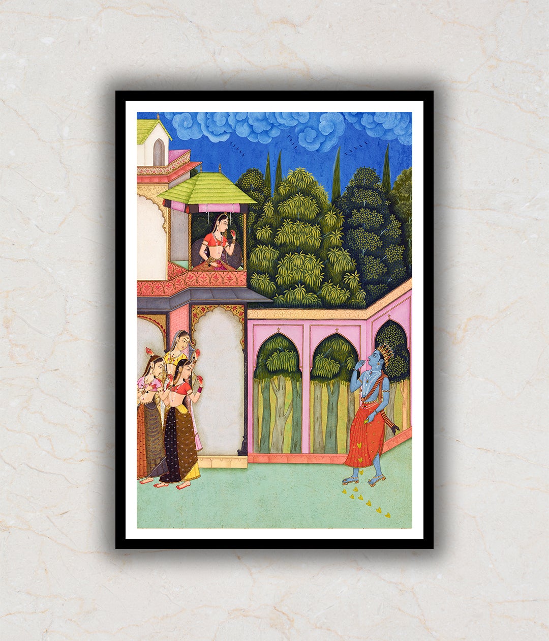 Krishna Approaches Radha Folio From a Rasikpriya Artwork Painting For Home Wall Art DŽcor