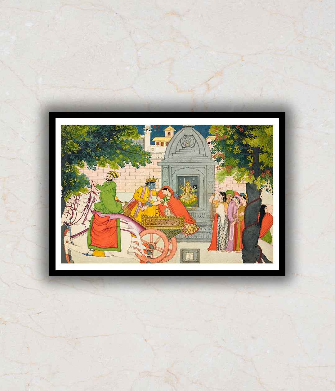 Rukmini Elopes With Krishna, Folio From a Bhagavata Purana Artwork Painting For Home Wall Art DŽcor