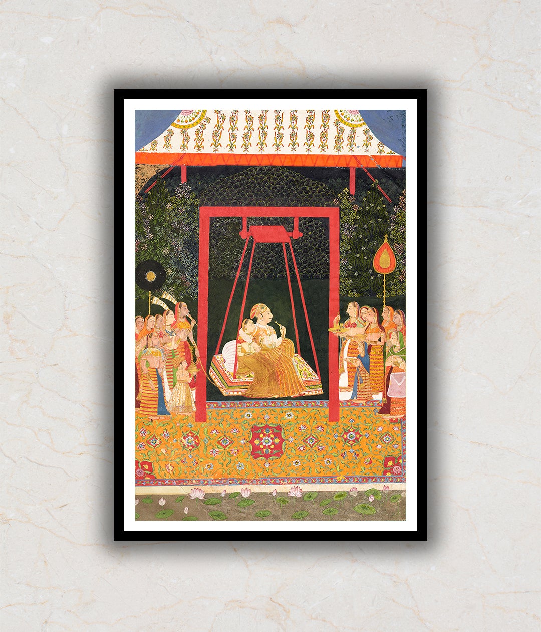 Rao Ram Chandra of Bedla on a Swing Artwork Painting For Home Wall Art DŽcor