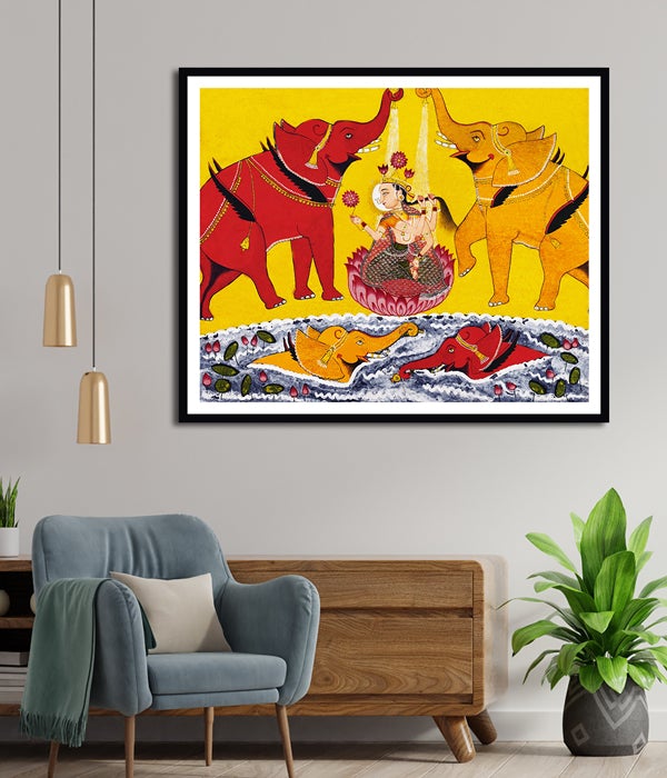 Gaja Lakshmi Artwork Painting For Home Wall Art DŽcor