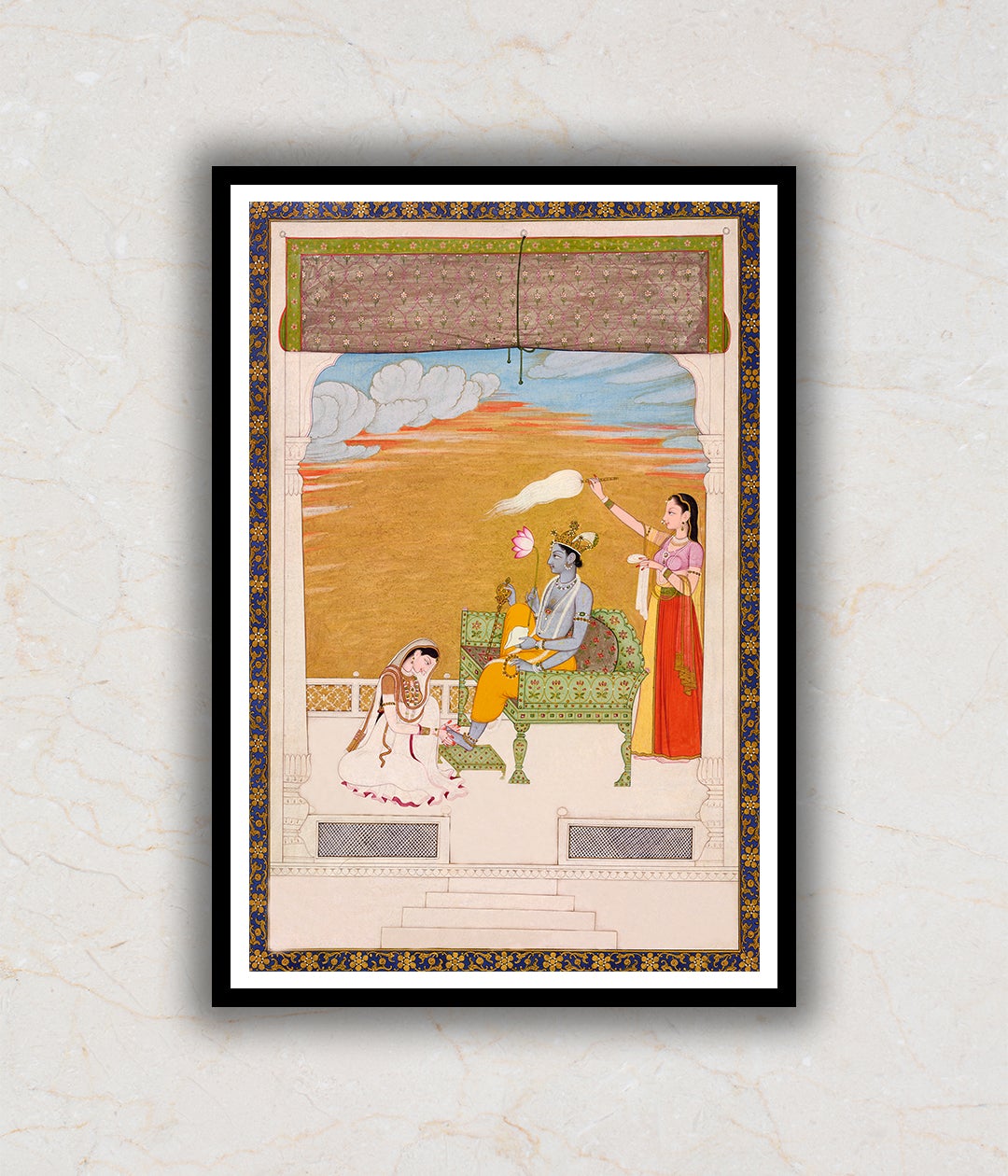 Krishna Fluting, Folio From a Dasavatar Series Artwork Painting For Home Wall Art DŽcor