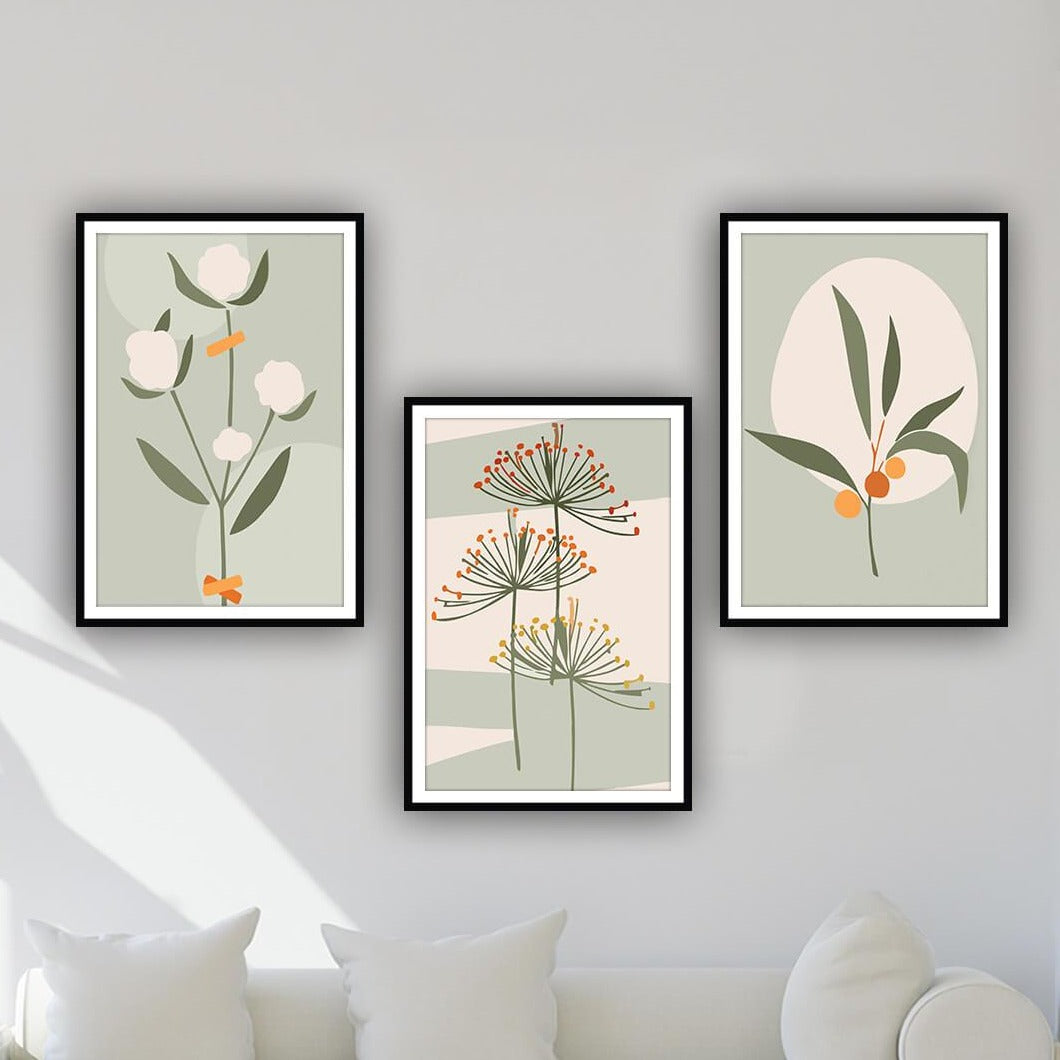 Set of 3 Pastel Reflections Abstract Floral Art