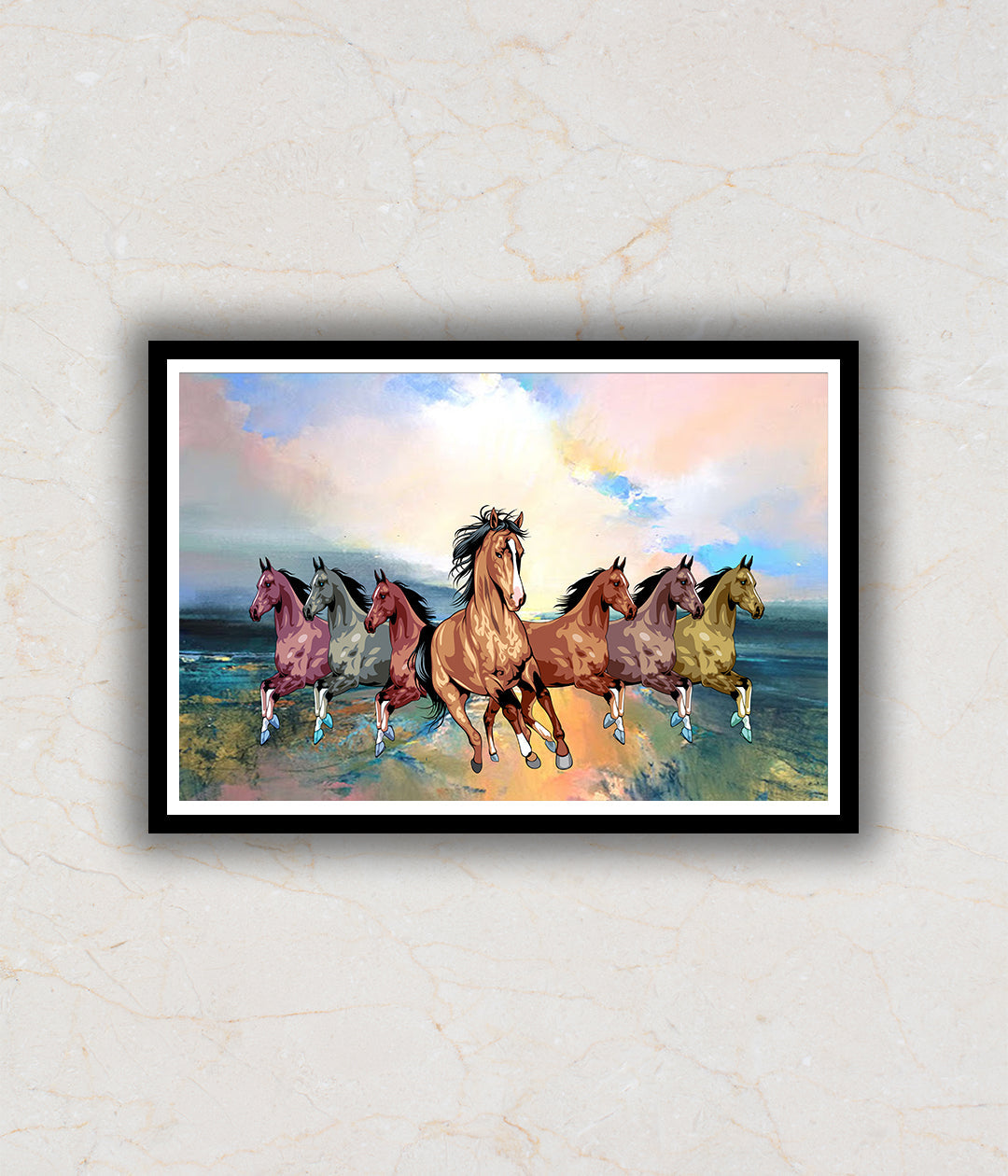 7 Running Horses Painting Landscape