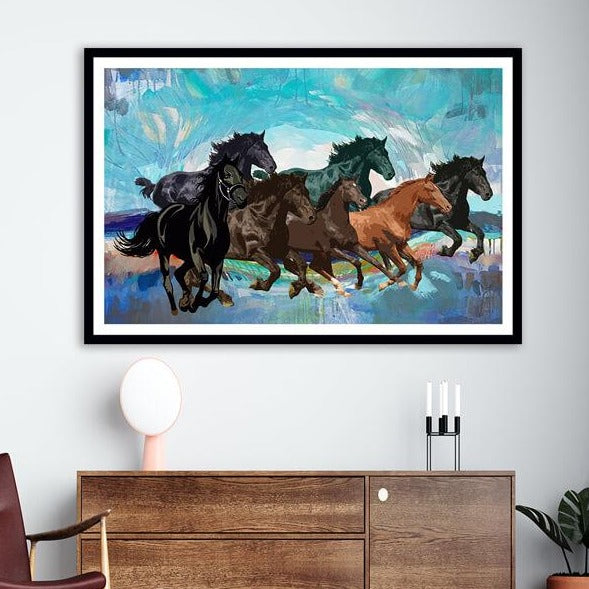 Seven Running Horses Painting