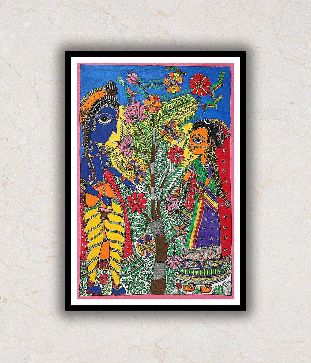 Radha Krishna Madhubani Art Painting For Home Wall Art Decor