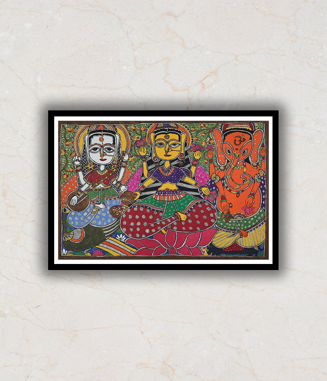 Laxmi Darbar Madhubani Art Painting For Home Wall Art Decor