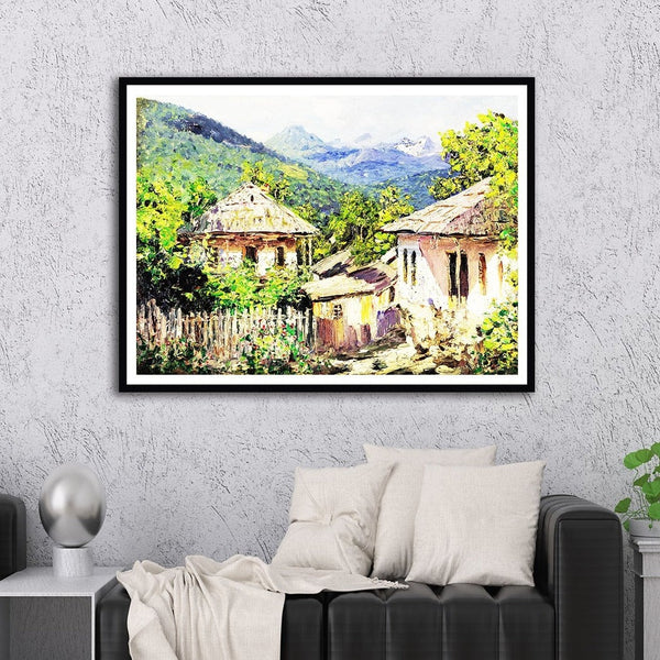 Mountain Village Since 1911 Modern Abstract Painting Artwork For Home Wall Decor