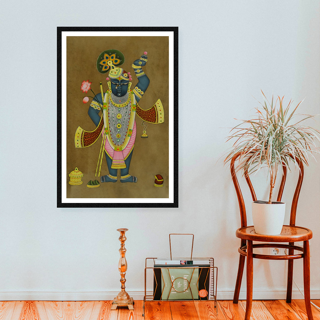 The Celestial Gaze: Shrinathji Pichwai Pichwai Artwork Painting For Home Wall Decor