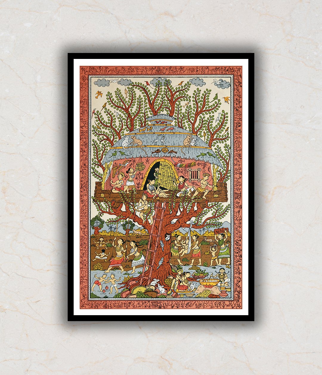 Ancient Treehouse Pattachitra Art Painting For Home Wall Art Decor